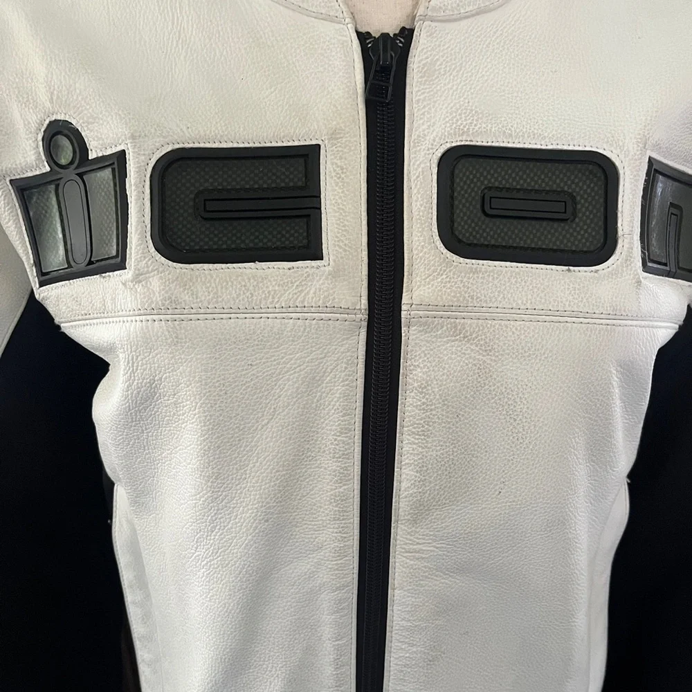 ICON Men’s Leather Motorcycle Jacket With Body Armor Size Medium - Picture 3 of 12